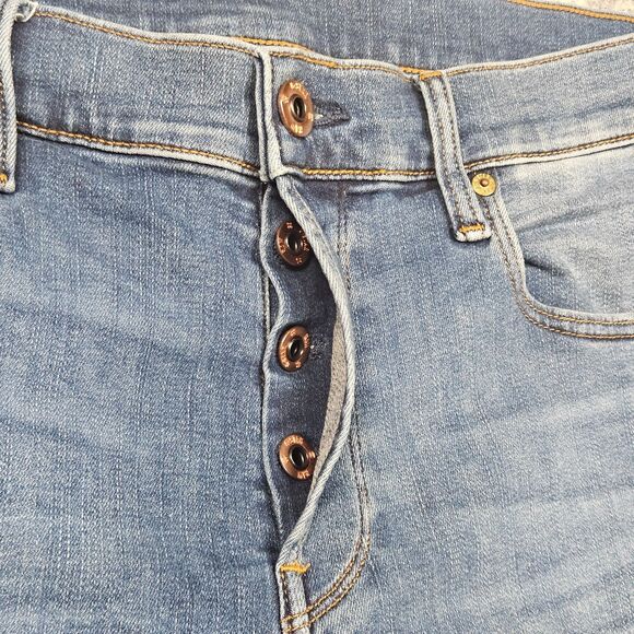 G Star Raw Jeans Mens 31x30 Blue Denim Slim Button Fly Light Wash Stretch 3301 - Picture 3 of 15